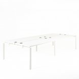 Bureau bench OPTIMUM 4 personnes, plateaux blanc, piétement blanc