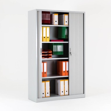 Armoire haute à rideaux FLAP, monobloc, rideaux ouverts, anthracite