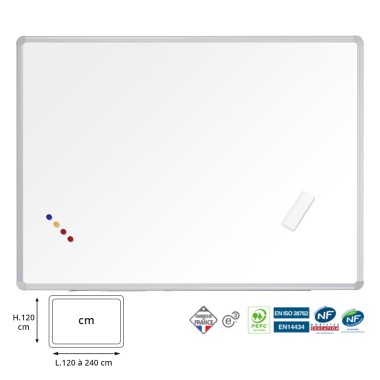 Grand Tableau blanc simple en émail NF Hauteur 120 cm