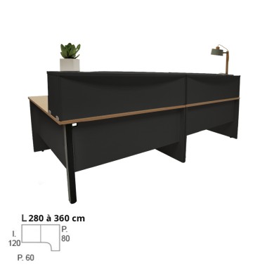 Bureau comptoir en angle pour 2 personnes MADERA