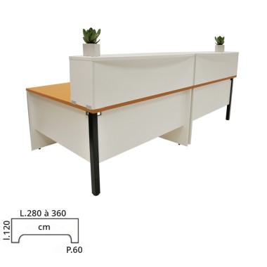 Bureau Comptoir d'accueil 2 personnes compact MADERA