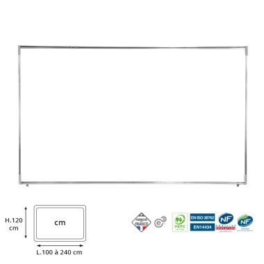 Grand tableau blanc Classique surface en émail NF Hauteur 120 cm