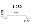 L 280 x l 120 x P 60 cm 