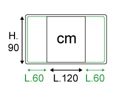 L.240xH.90 cm