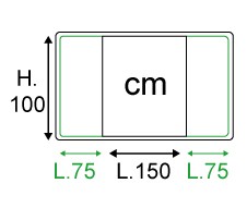 L.300xH.100 cm