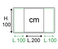 L.400xH.100 cm